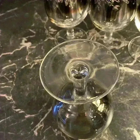 6 Vintage Silver Fade Wine Glasses Ombre WineGlasses, Leaf design made in France - Picture 4 of 14